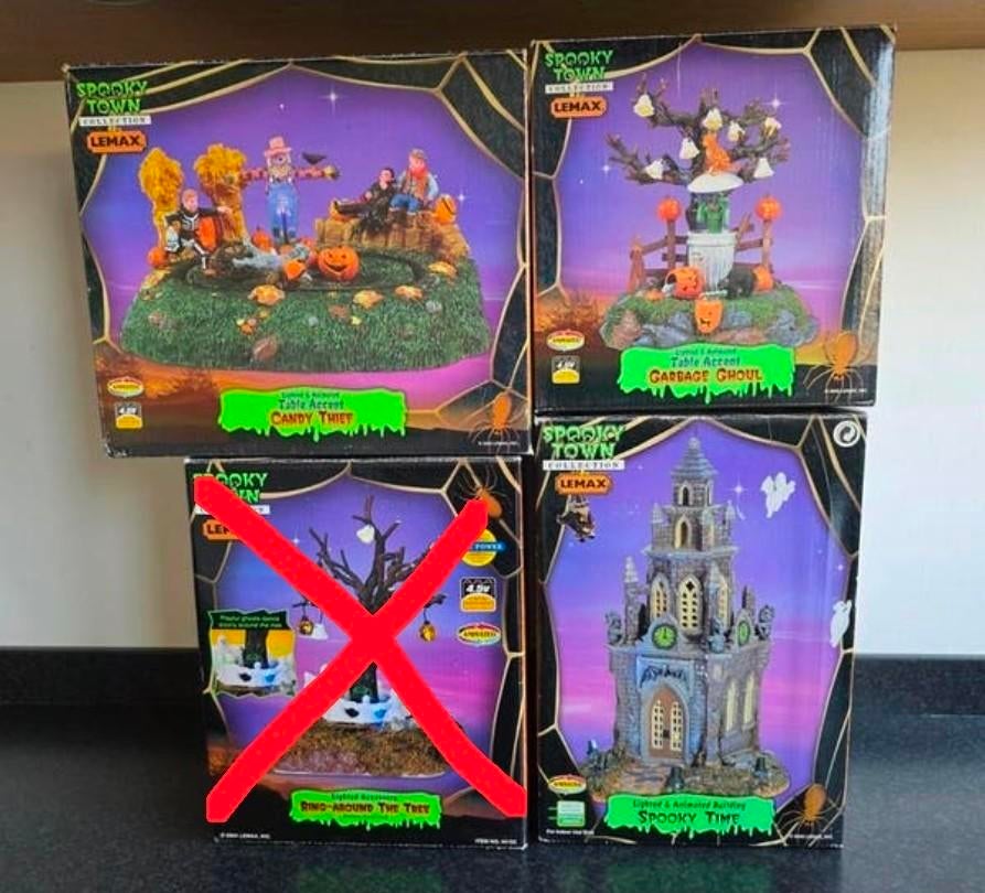 Nog maar 3! retired en zeldzame Lemax Spooky town items, Diversen, Kerst, Ophalen of Verzenden, Gebruikt