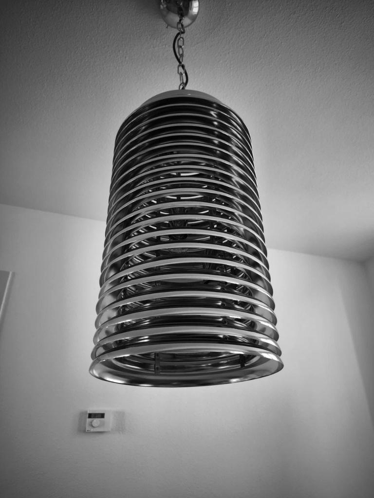 space age vintage chroom lamp saturno vitra, Huis en Inrichting, Lampen | Hanglampen, Ophalen, Vintage vitra, Zo goed als nieuw