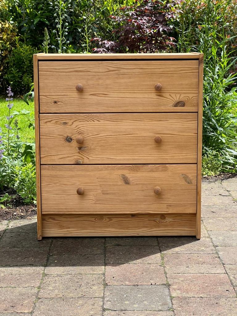 Vintage Grenen Ladekast / Ladenkast – Compact & Sfeervol, Ophalen, Scandinavisch, 50 tot 100 cm, Zo goed als nieuw