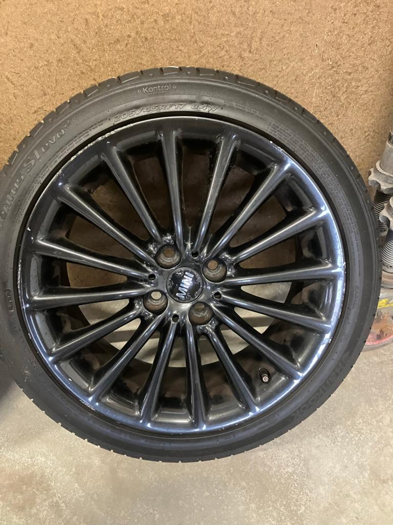 Mini Cooper velgen met banden - Zwart, 17 inch, Ophalen, Gebruikt, Banden en Velgen, 17 inch