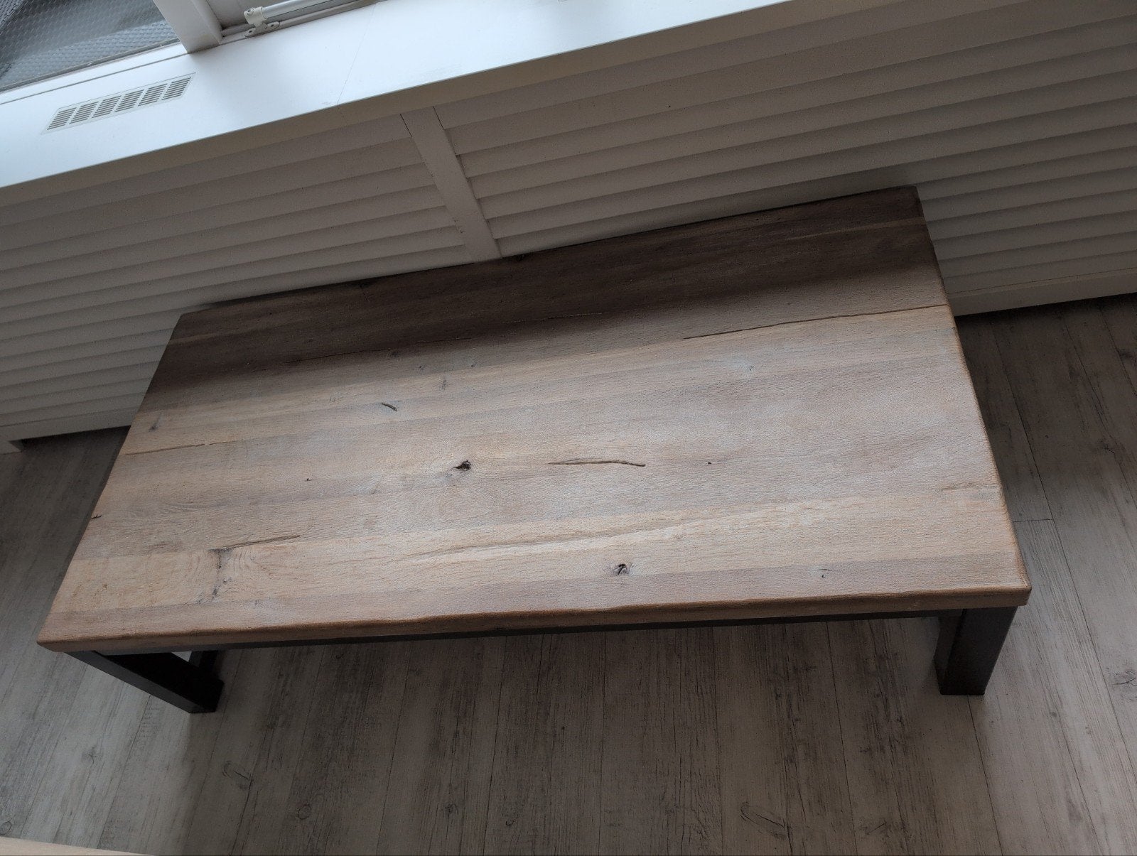 Salontafel 140x70x38 cm - Hout en Metaal, Ophalen, Gebruikt, 100 tot 150 cm, 50 tot 100 cm