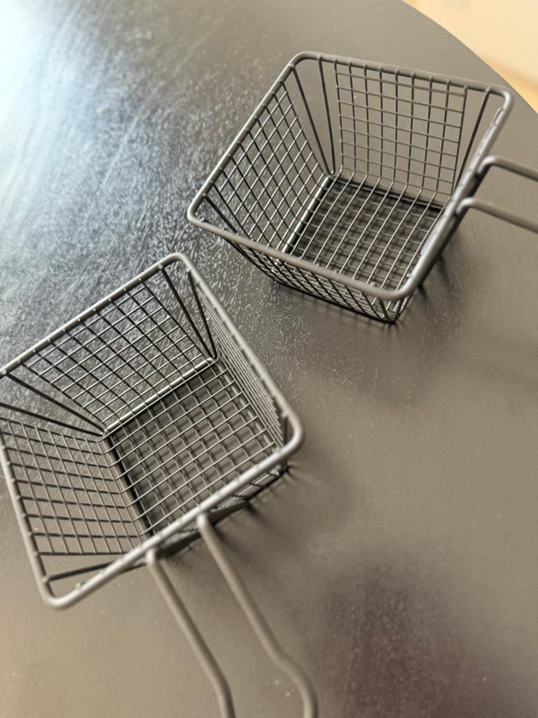 Frietjes/hapjes houders metaal - 2 stuks, Overige typen, Nieuw, Ophalen of Verzenden, Zwart
