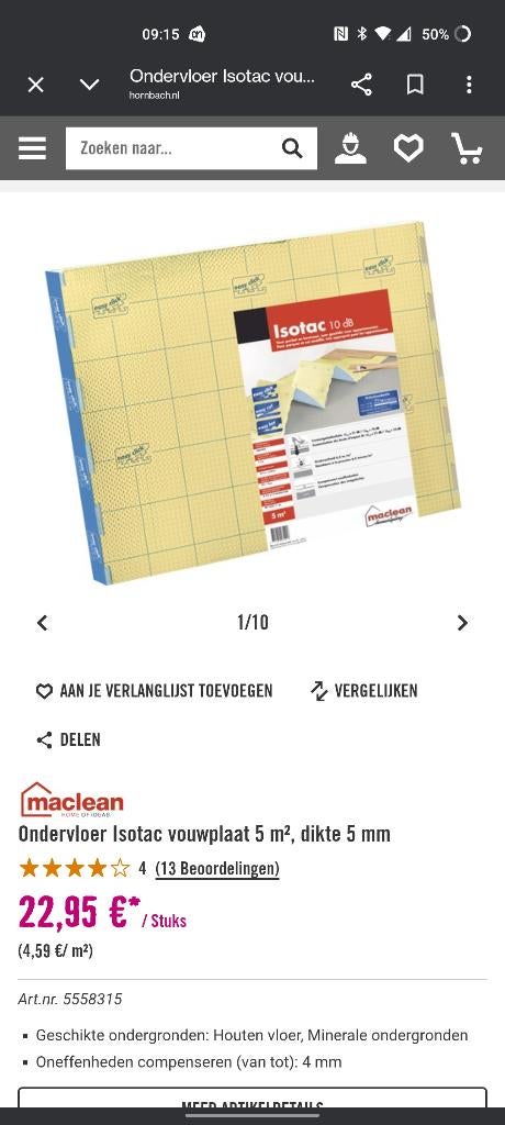 Ondervloer, Ophalen, Overige materialen, 30 cm of meer, 50 tot 150 cm