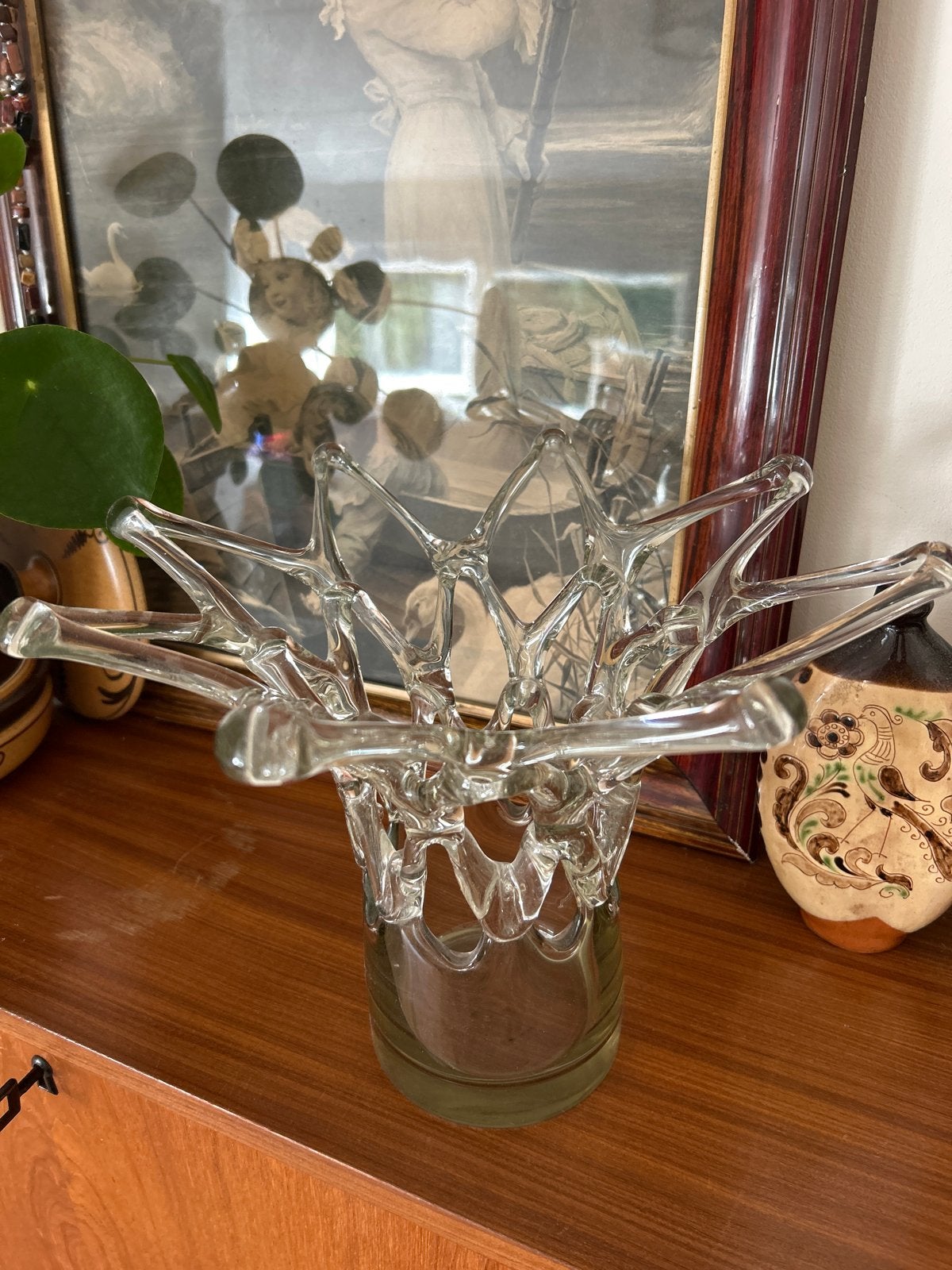 Unieke mondgeblazen glazen vaas - design Kroontjesvaas, Antiek en Kunst, Ophalen