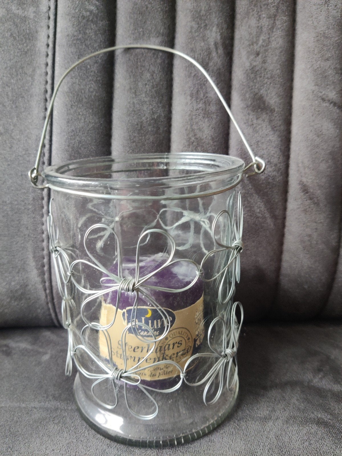 Glazen pot met kaars, Ophalen of Verzenden, Kaars