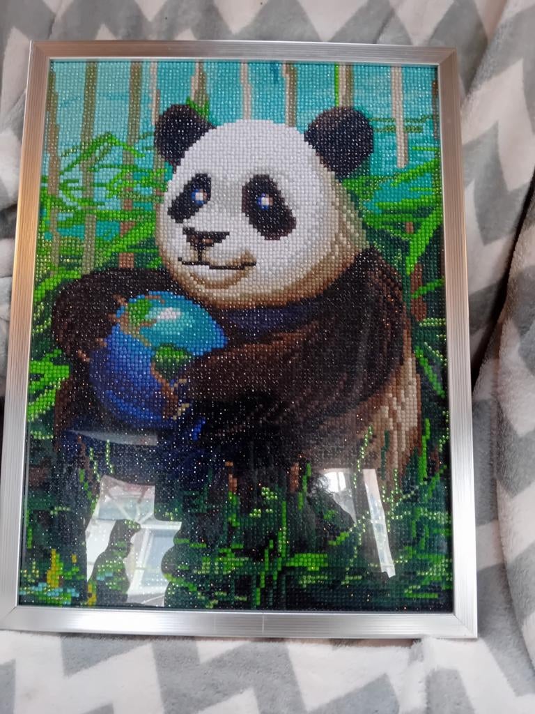 Diamond painting schilderij panda met wereldbol, Ophalen of Verzenden, Nieuw, Knutselwerk