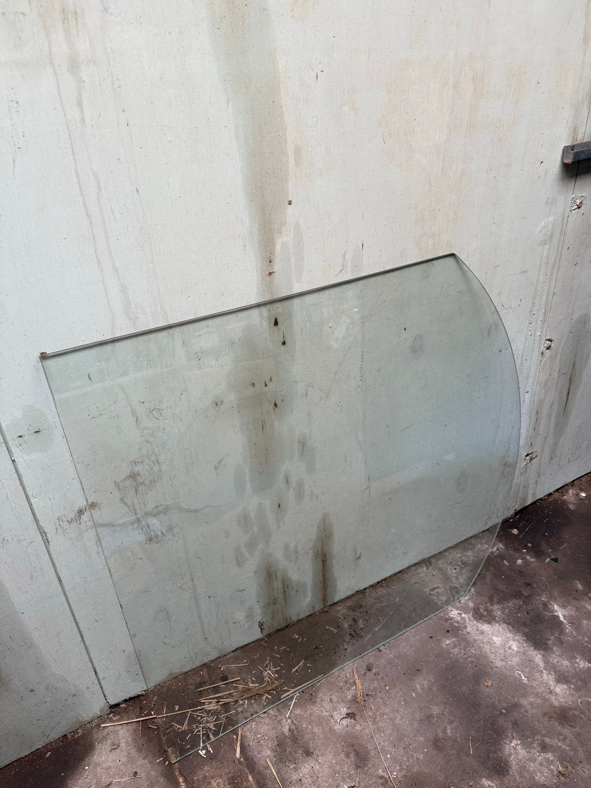 Geharde glasplaat 90x90cm voor houtkachel, afgeronde kant, Ophalen, Gebruikt