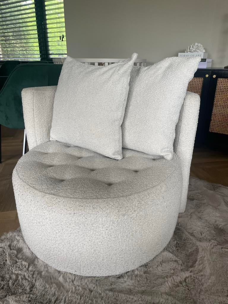Witte Bouclé Stoel van Wehkamp, Huis en Inrichting, Stoelen, Ophalen, Gebruikt, Wit, Eén