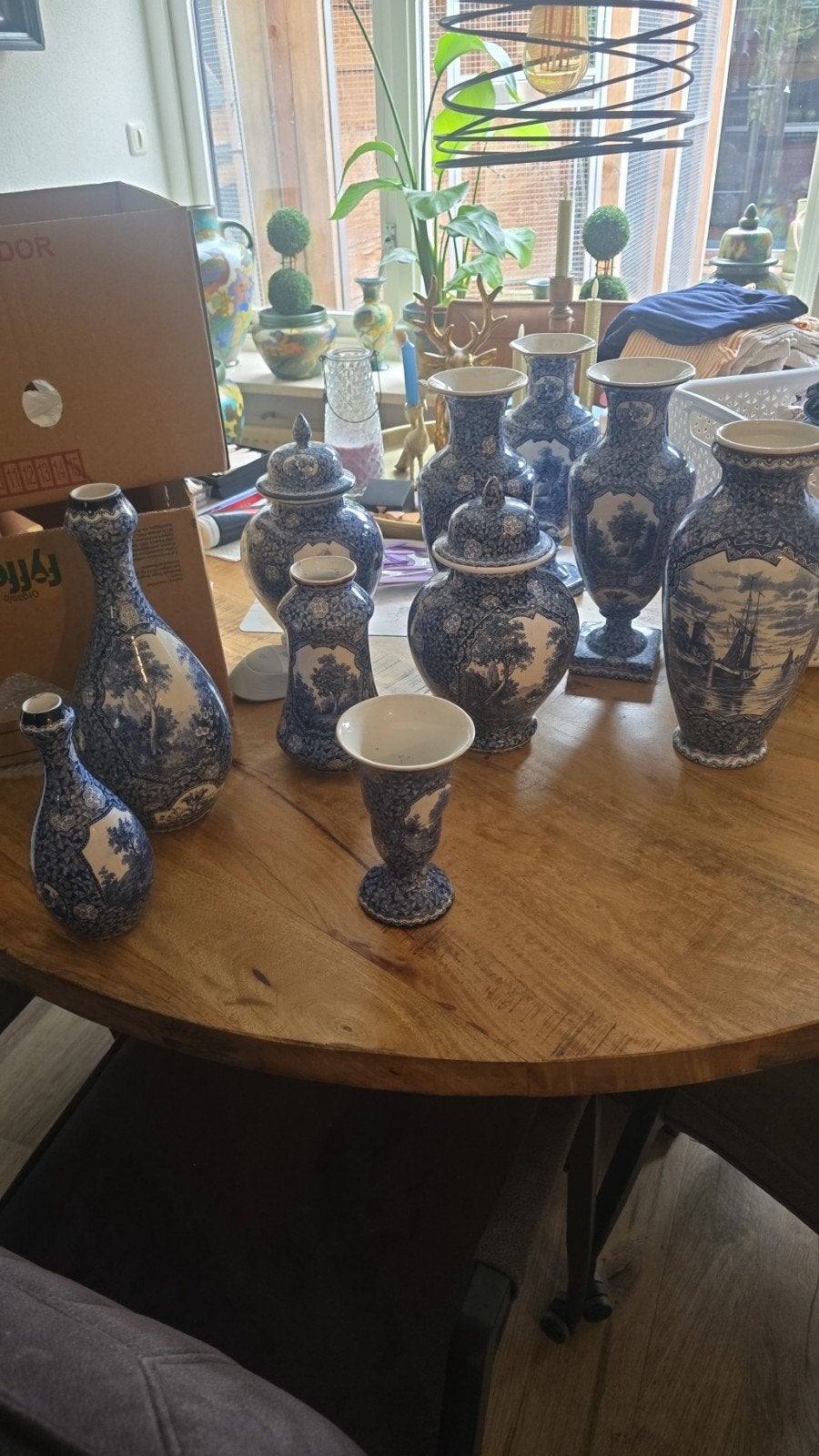 Set van 9 Delfts Blauw villeroy en boch stijl vazen en potte, Antiek en Kunst, Ophalen of Verzenden