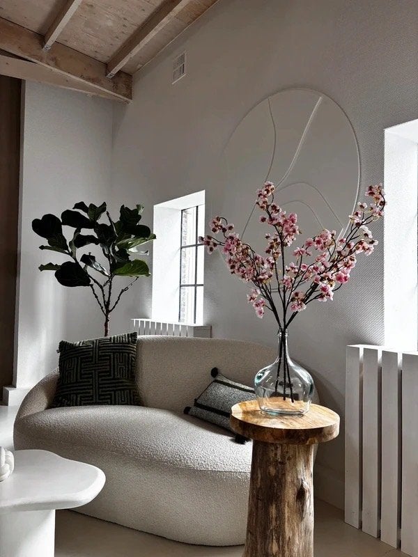 Vaas met kunstbloemen – zijden bloesemtakken, Kunstbloem, Ophalen of Verzenden, Overige merken, Inclusief kunstbloemen