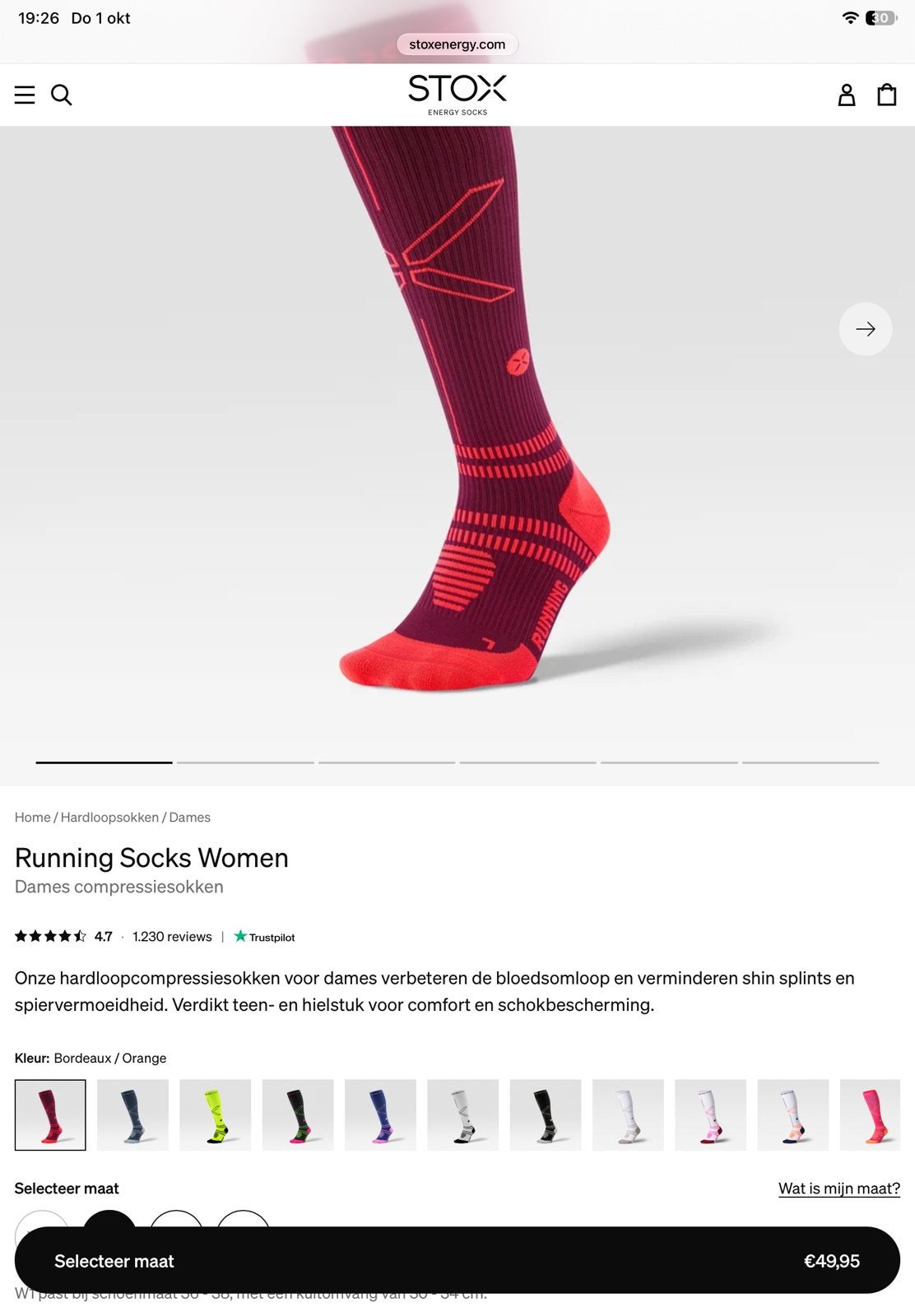 STOX compressiekousen W2 ( maat M), Overige merken, Ophalen of Verzenden, Zo goed als nieuw, Kleding