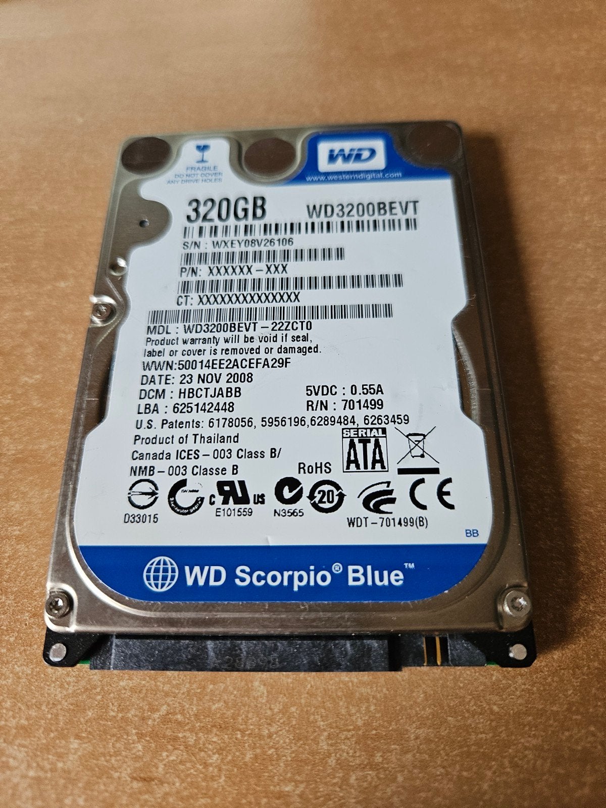 WD Scorpio Blue 320GB HDD - SATA - Laptop/Desktop, Computers en Software, Harde schijven, Intern, 320GB, Ophalen of Verzenden