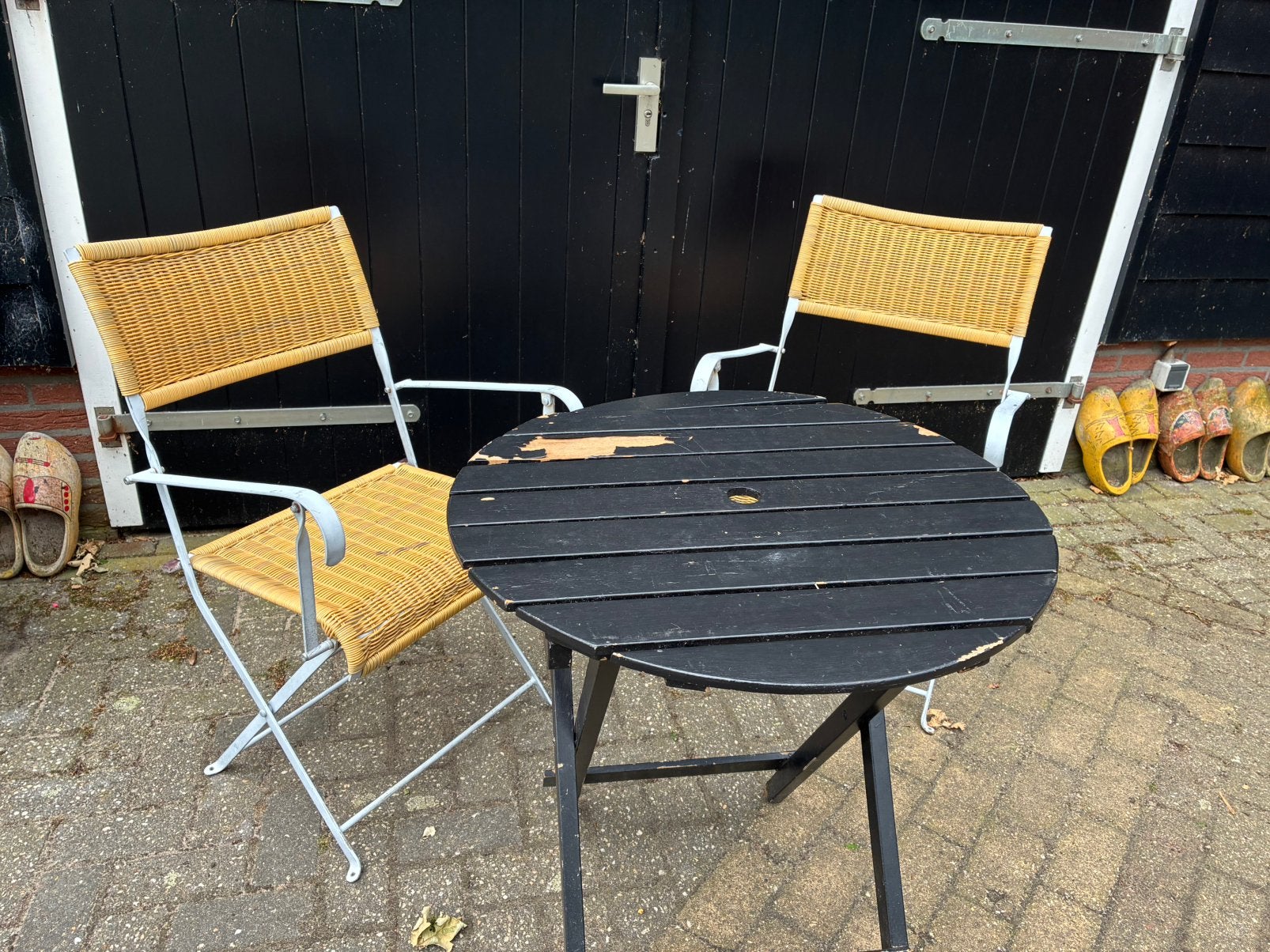Bistro set, Tuin en Terras, Tuinsets en Loungesets, Ophalen, Gebruikt, Overige materialen, 2 zitplaatsen