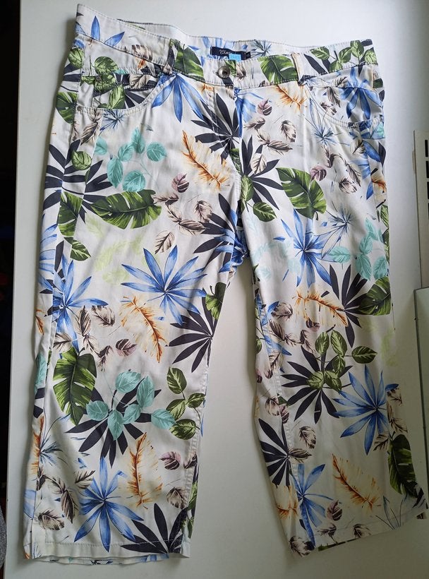 Gardeur mooie witte capri broek met bladeren, maat 42, Verzenden, Wit, Maat 42/44 (L), Zo goed als nieuw