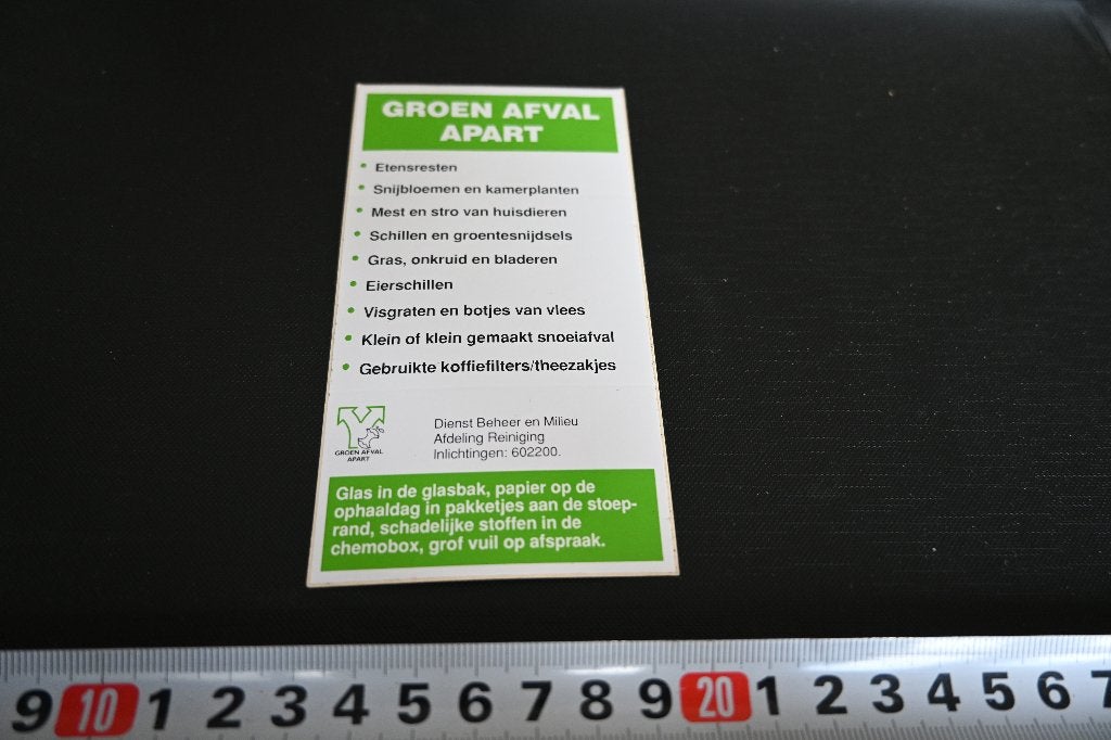 sticker GROEN afval apart, Ophalen, Zo goed als nieuw