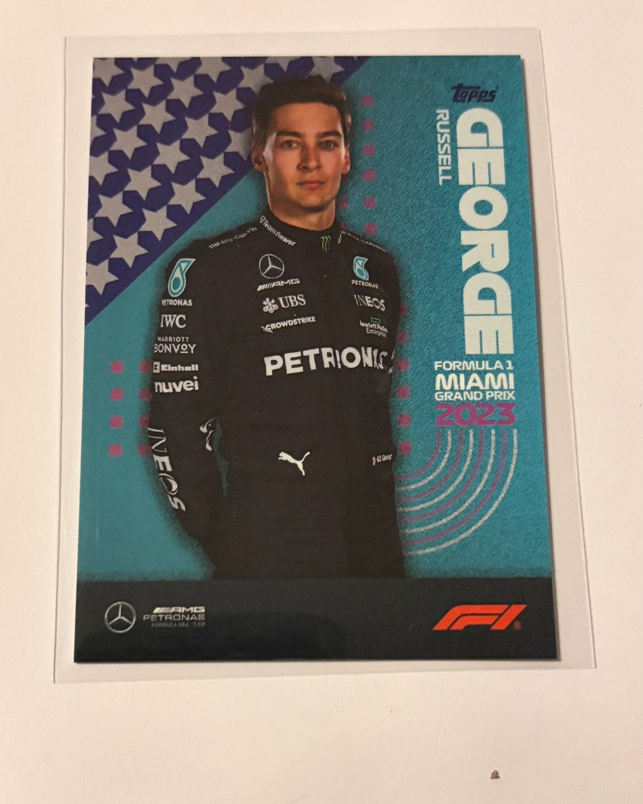 Topps F1 2023 George Russell Miami Kaart, Verzamelen, Ophalen of Verzenden, Zo goed als nieuw, Formule 1