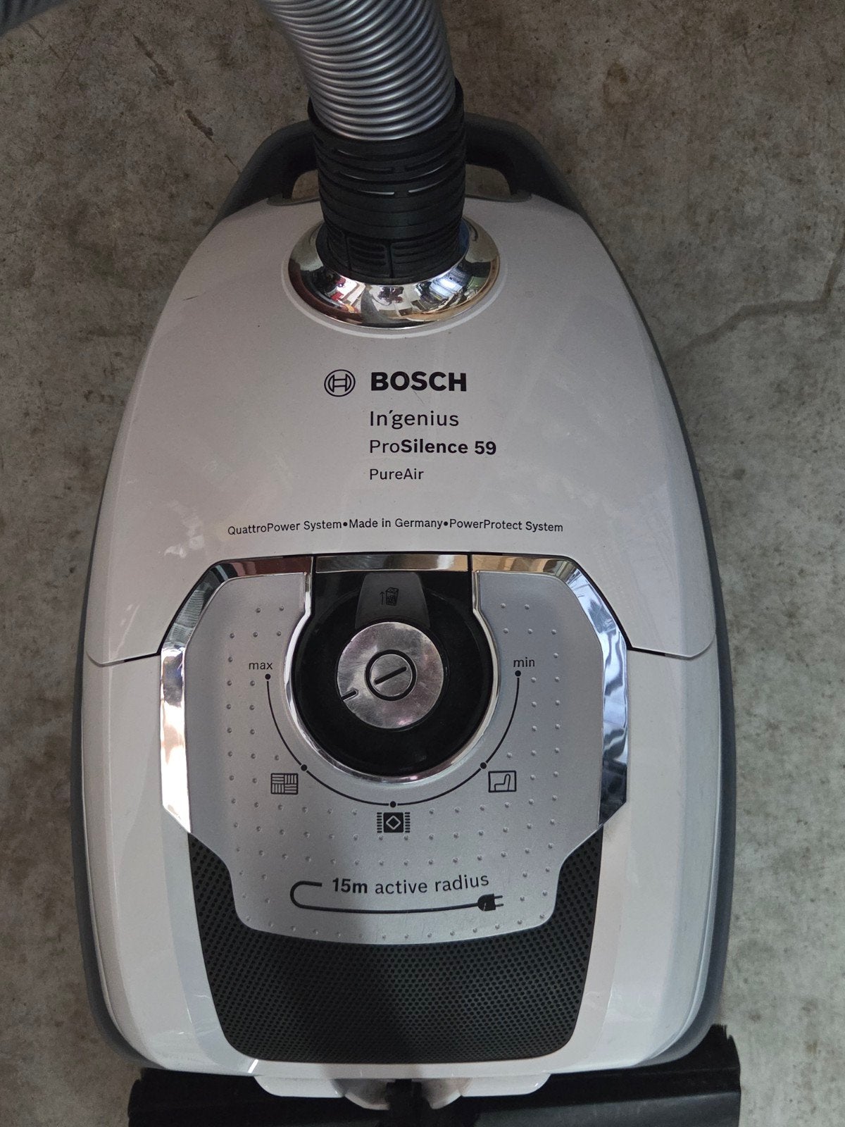 Bosch In'genius ProSilence 59 PureAir stofzuiger, Witgoed en Apparatuur, Stofzuigers, Stofzak, Gebruikt, Bosch, Ophalen of Verzenden