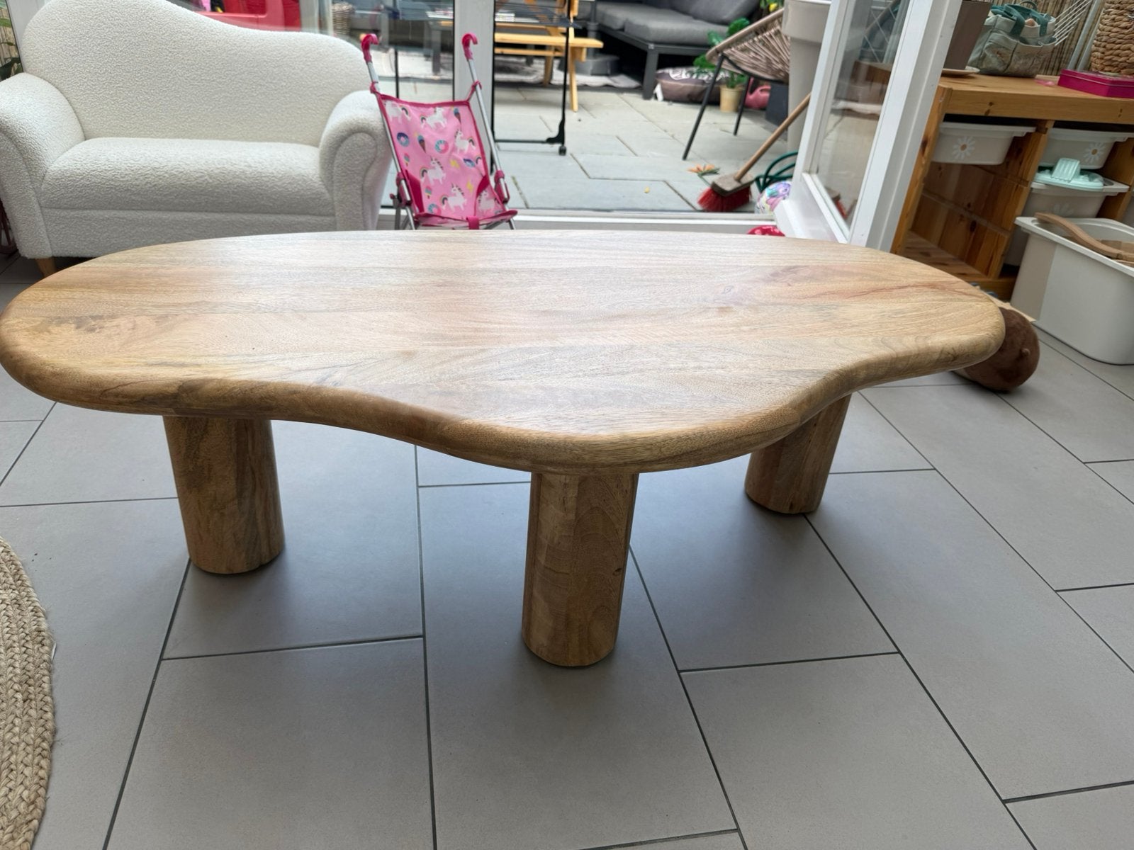 Mango organische salon tafel, Huis en Inrichting, Tafels | Salontafels, Ophalen, 100 tot 150 cm, 50 tot 100 cm, Zo goed als nieuw