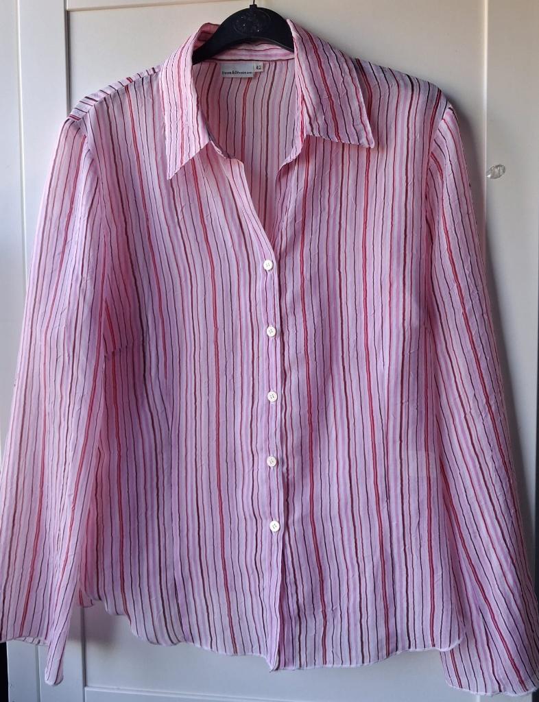 Roze zomerblouse met verticale strepen V&D maat 42, Kleding | Dames, V&D, Maat 42/44 (L), Ophalen of Verzenden, Zo goed als nieuw
