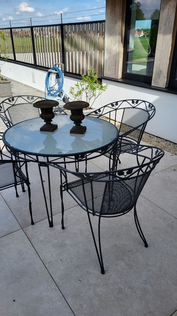 Tuinset ronde tafel met 4 stoelen, Tuin en Terras, Ophalen, Gebruikt, Tuinset, Eettafel