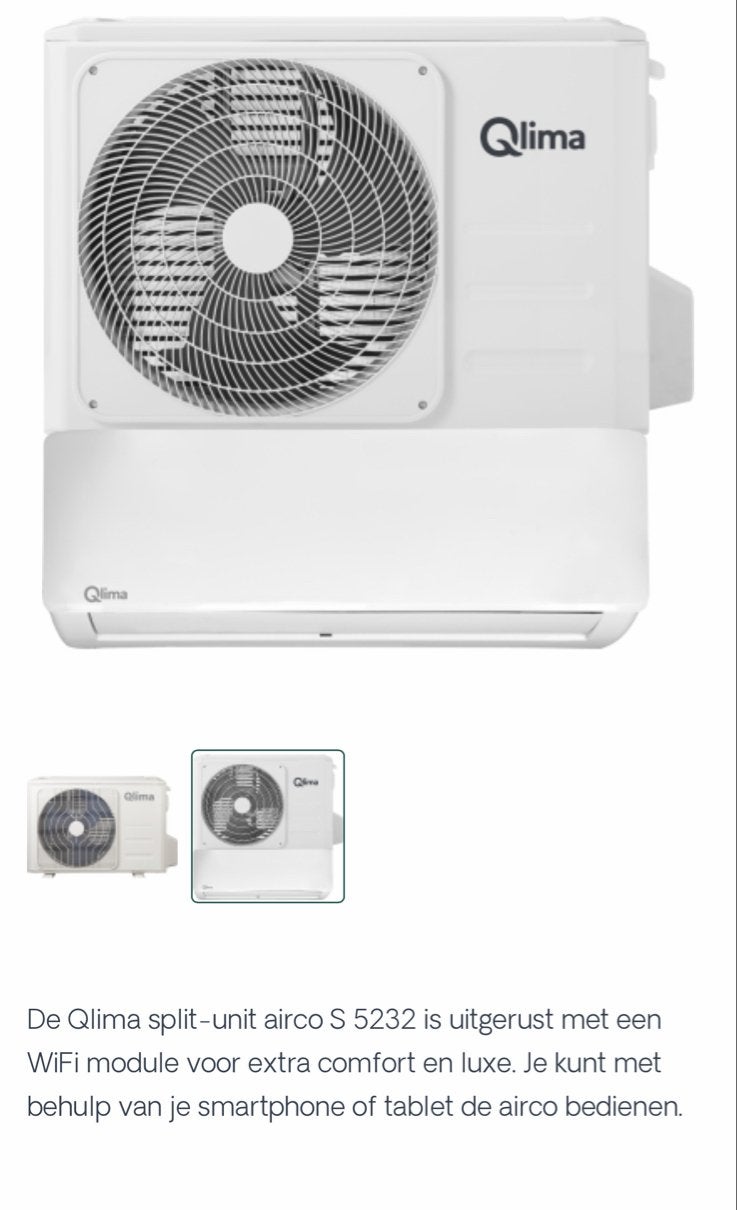 Qlima S 5232 Split-unit airco met WiFi, Witgoed en Apparatuur, Airco's, Nieuw, Wandairco, 100 m³ of groter, 3 snelheden of meer