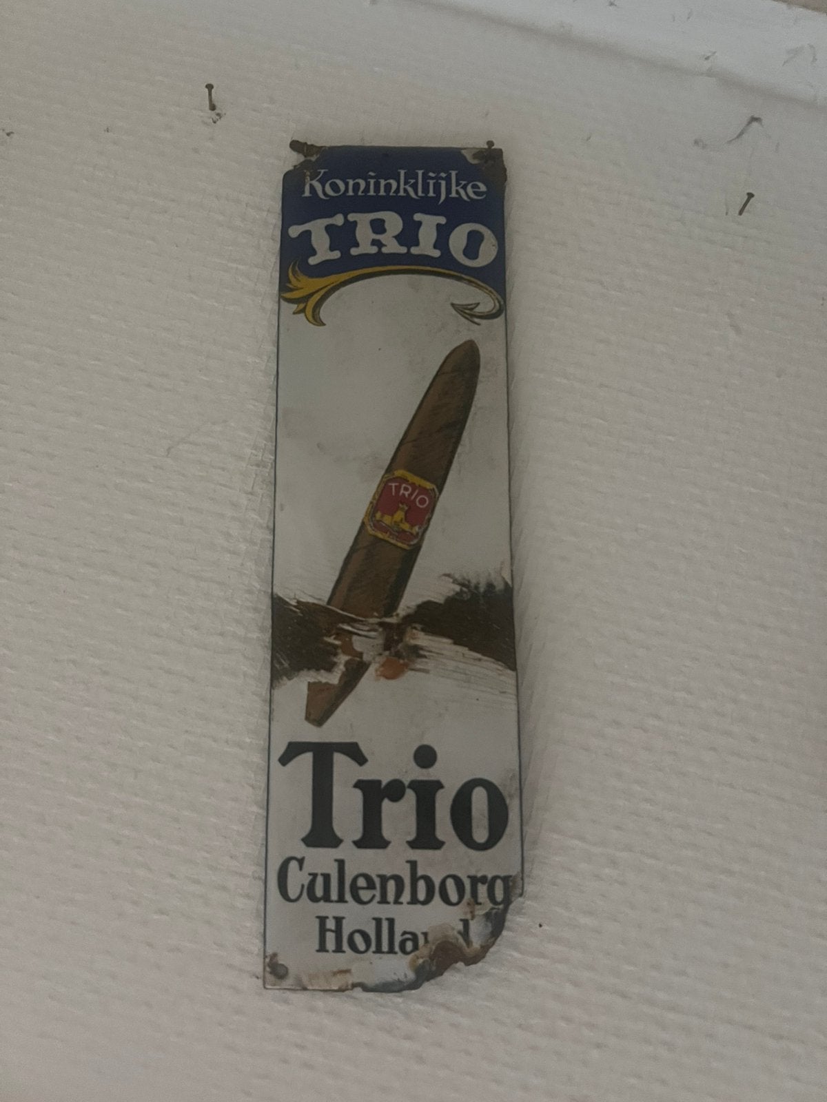 Emaille deurpostje trio sigaren., Ophalen of Verzenden