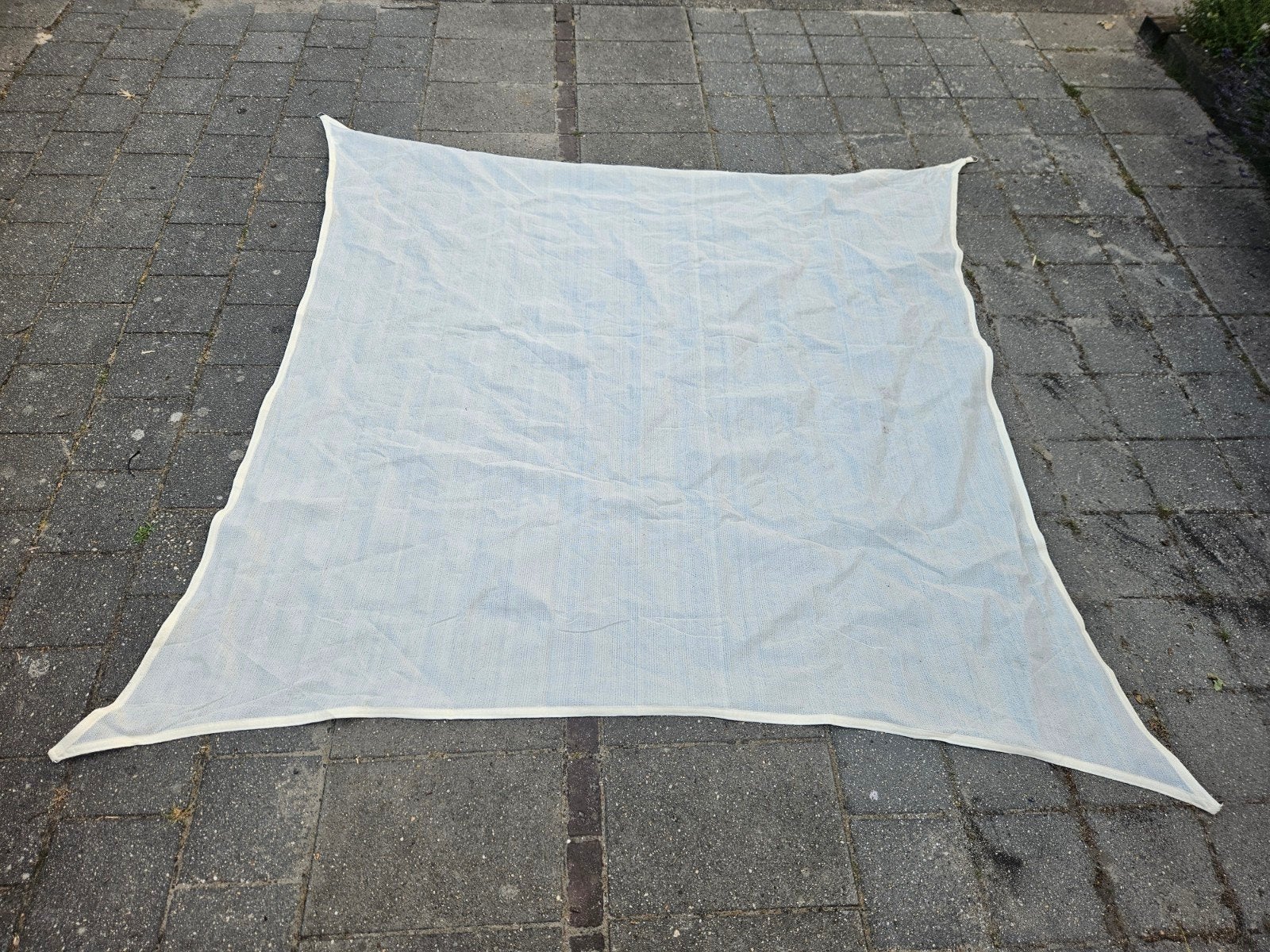 Schaduwdoek 5x5 driehoek en 3x3 meter vierkant, Ophalen of Verzenden, Zo goed als nieuw