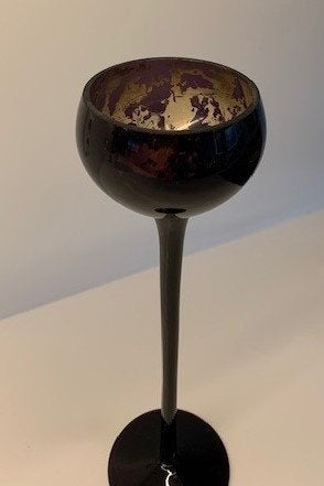 Luxe Waxinelichthouder Paars/Goud – Inclusief theelicht!, 26 cm, Paars, Ophalen of Verzenden, Kandelaar