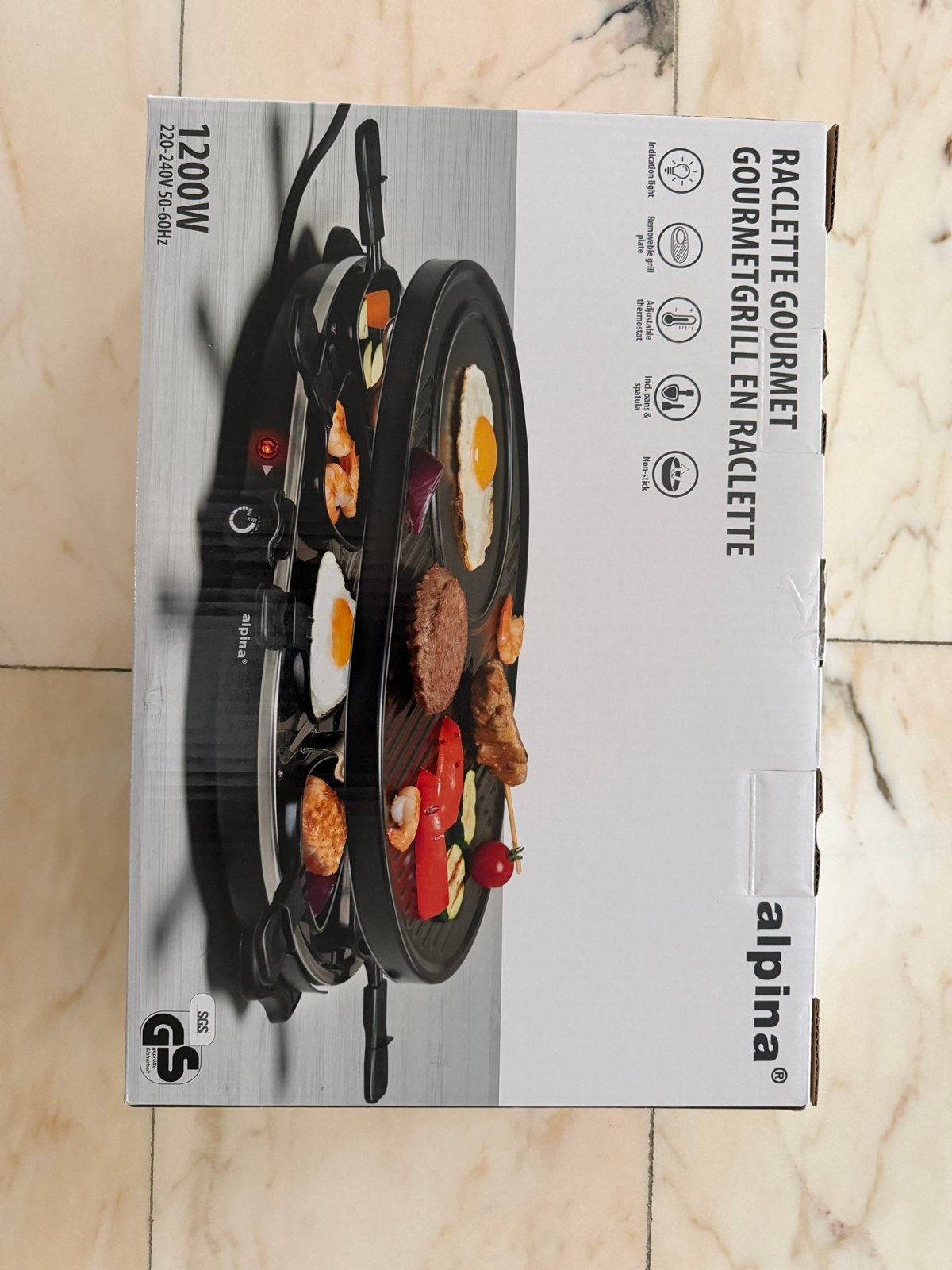 Alpina Raclette Gourmet Grill 1200W - Nieuw in doos, Verzenden, Nieuw, 8 personen of meer