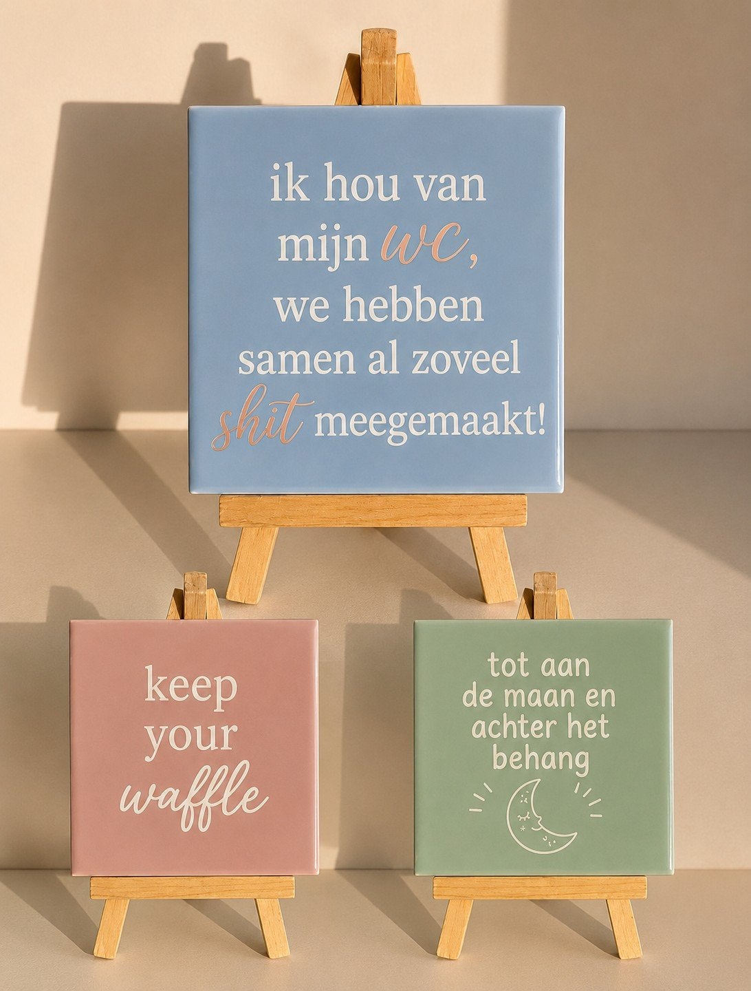 Decoratieve Tegeltjes met Leuke Teksten en Ezel, Blauw, Nieuw, Ophalen of Verzenden, Modern