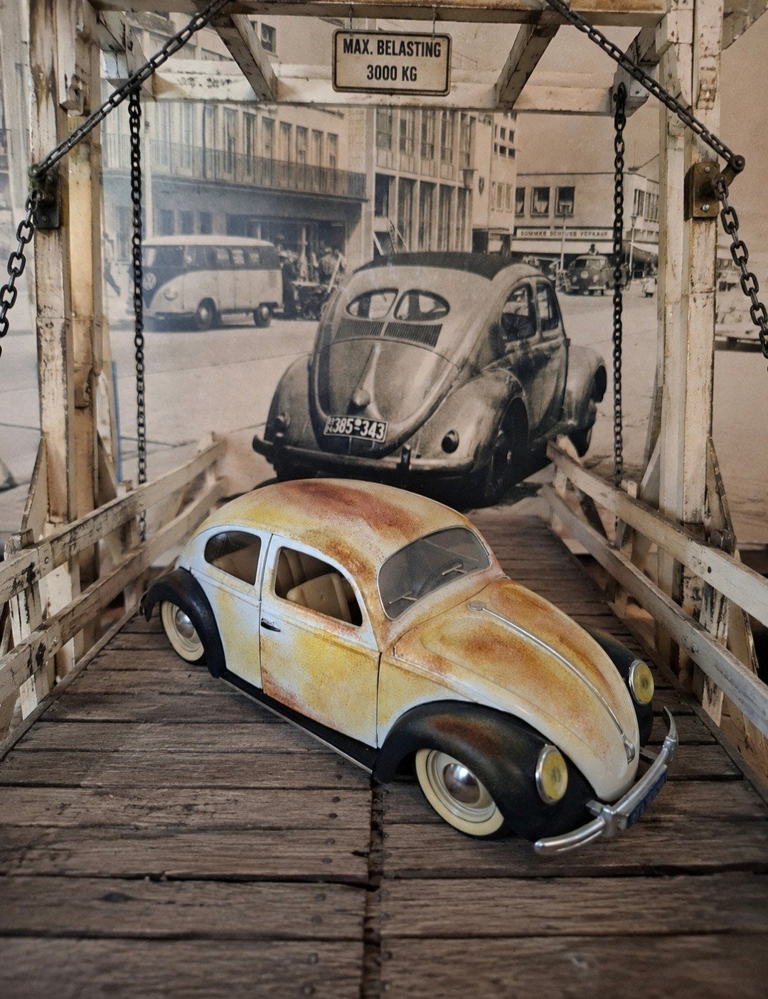 Unieke Patina/Ratlook Volkswagen Kever Schaalmodel 1:18, Hobby en Vrije tijd, Ophalen of Verzenden, Gebruikt