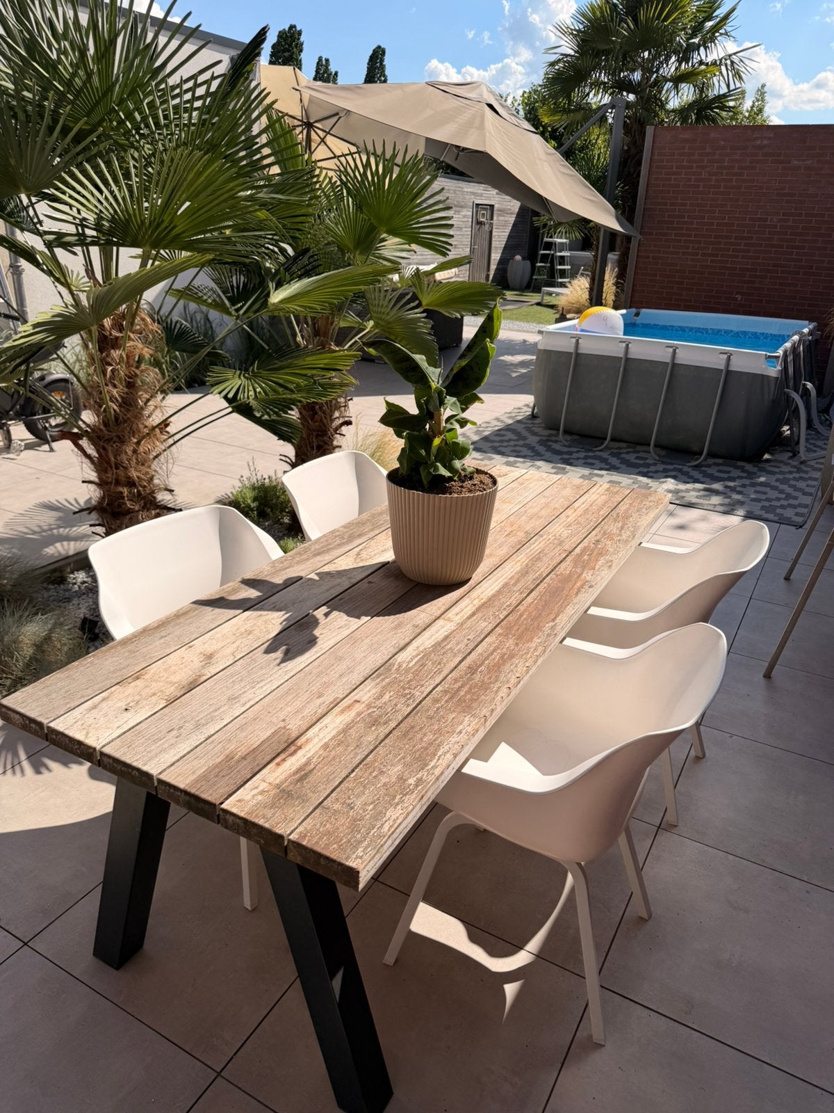 Tuinset (tuintafel + stoelen), Ophalen, Gebruikt, 6 zitplaatsen, Tuinset
