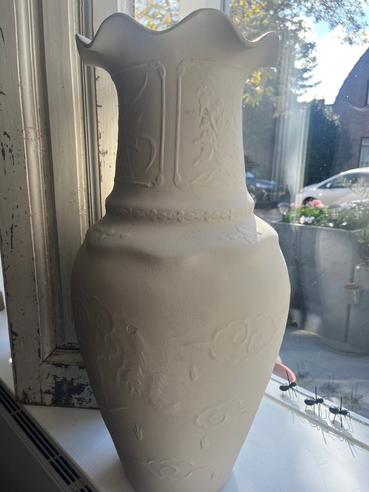 2 heel grote kunststof vazen 62 cm hoog samen 30 euro, Ophalen