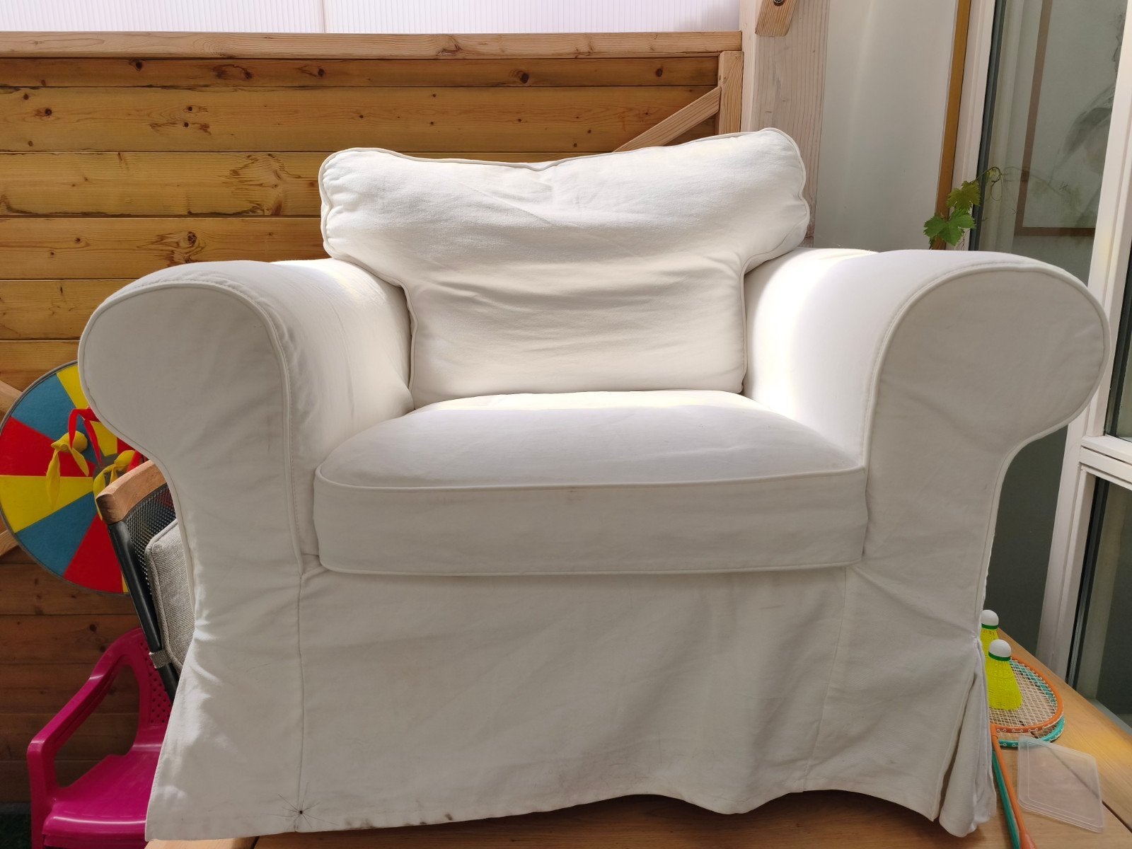IKEA Ektorp fauteuil - Comfortabele witte stoel, Ophalen, Gebruikt, 75 tot 100 cm, Eenpersoons