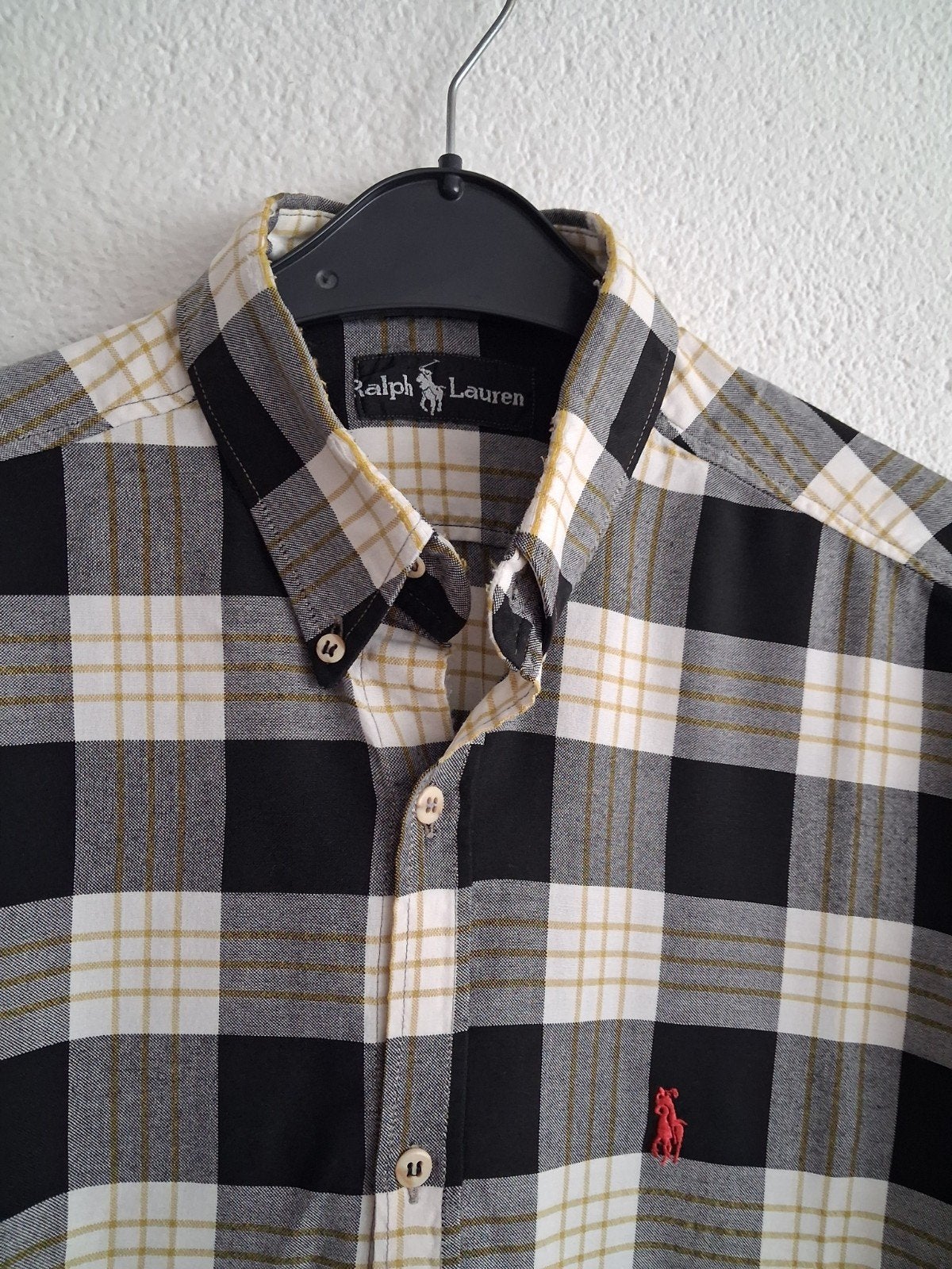 Ralph Lauren geruit overhemd - Zwart, wit, goud Maat XL, Zwart, Ralph Lauren, Ophalen of Verzenden, Zo goed als nieuw
