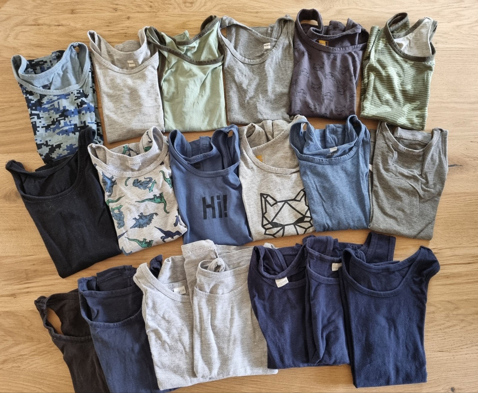 19 hemden maat 110/116, Nacht- of Onderkleding, Gebruikt, Ophalen of Verzenden, Hema, Zeeman