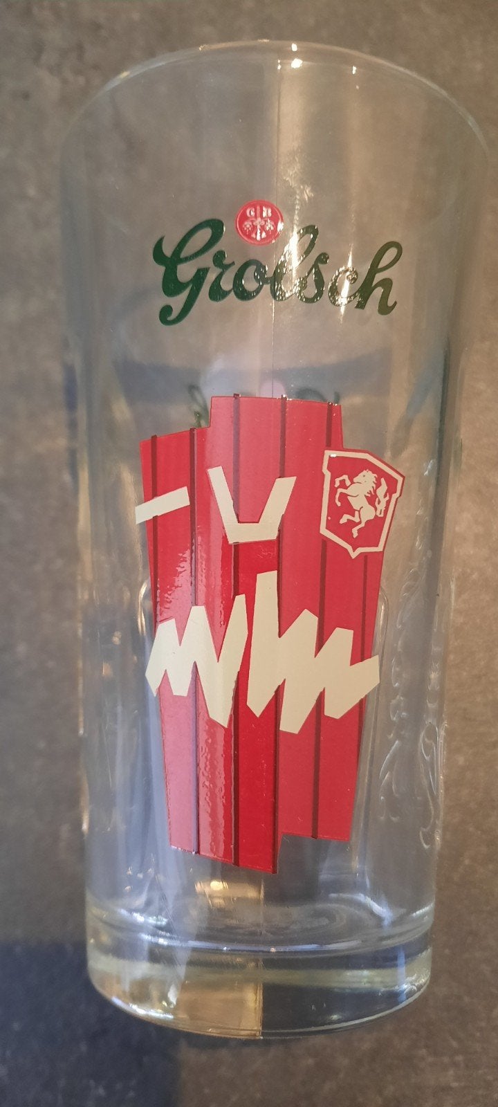 Uniek Grolsch/Fc Twente bierglas in origineel doosje., Ophalen, Nieuw, Glas of Glazen, Grolsch