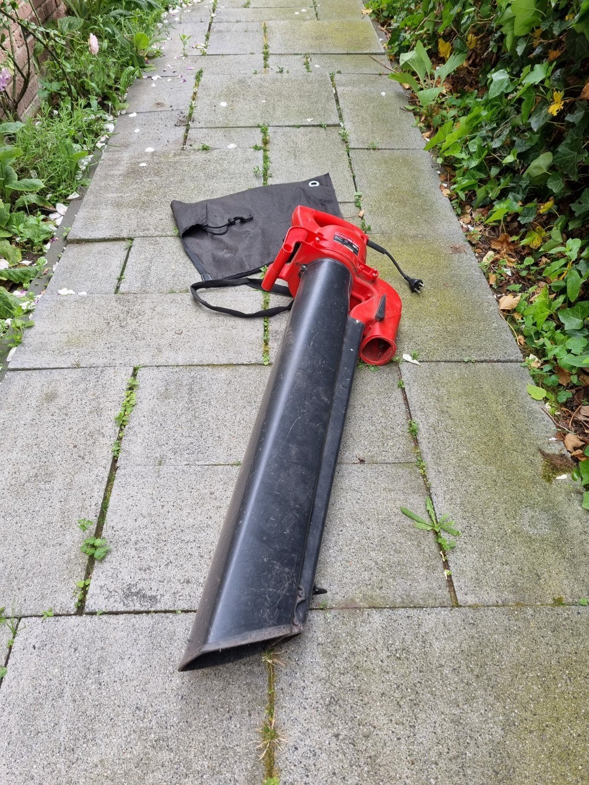 Elektrische Bladblazer met Zuigfunctie en Opvangzak, Ophalen, Gebruikt, Met opvangzak, Handgedragen