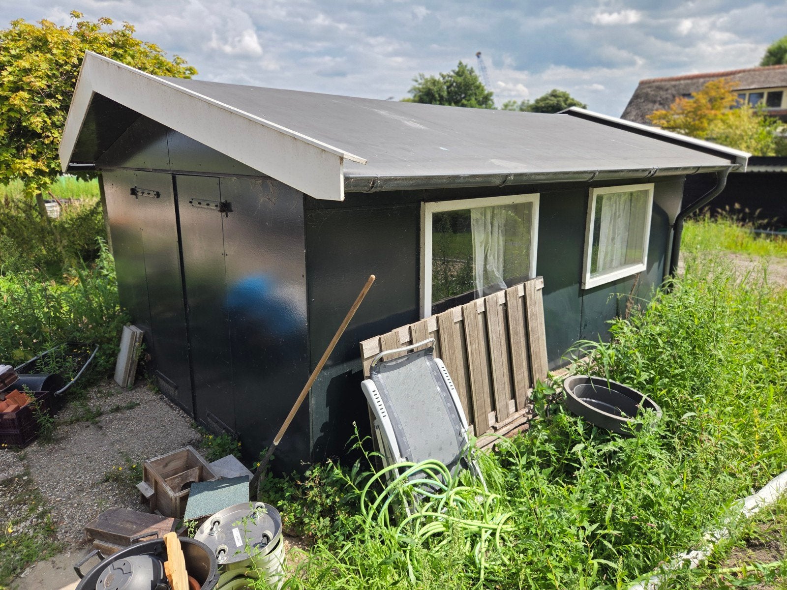 GRATIS ruime schuur met ramen en dubbele deur, Ophalen, Gebruikt, Hout, Overige typen