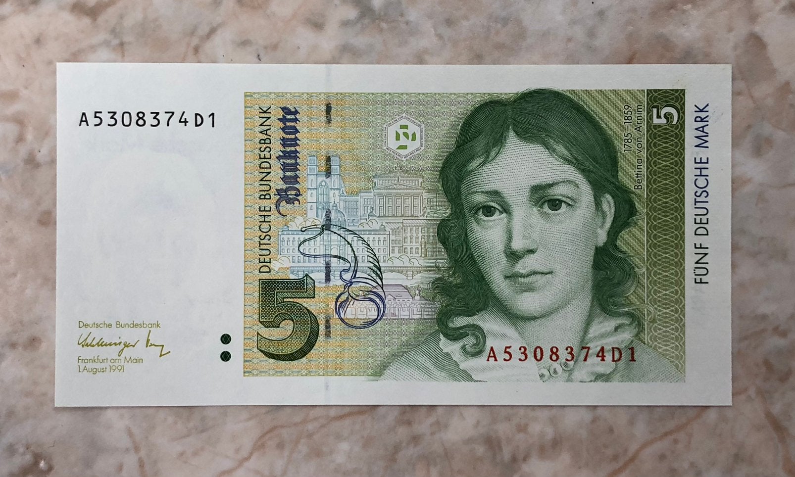 5 mark 1991, Duitsland., Postzegels en Munten, Bankbiljetten | Europa | Niet-Eurobiljetten, Verzenden, Duitsland, Los biljet
