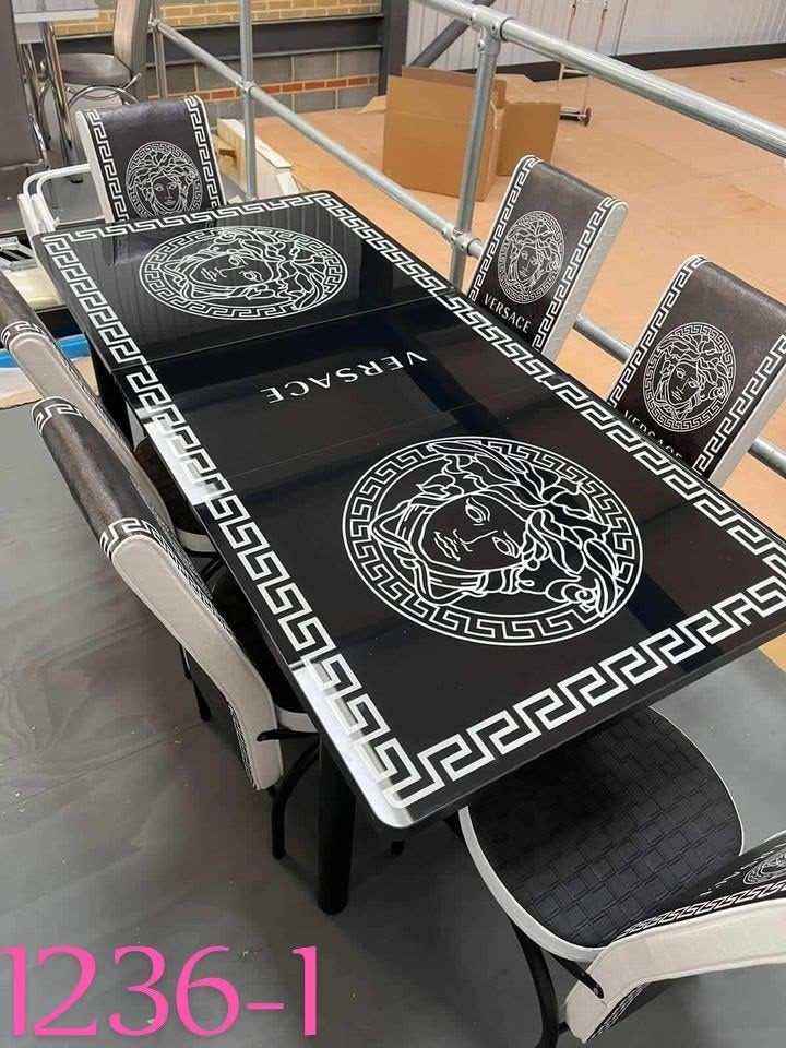 Modern Dining Table Set – Stylish & Elegant Dining Furniture, Overige materialen, 100 tot 150 cm, Verzenden, Luxe, modern, Versace design