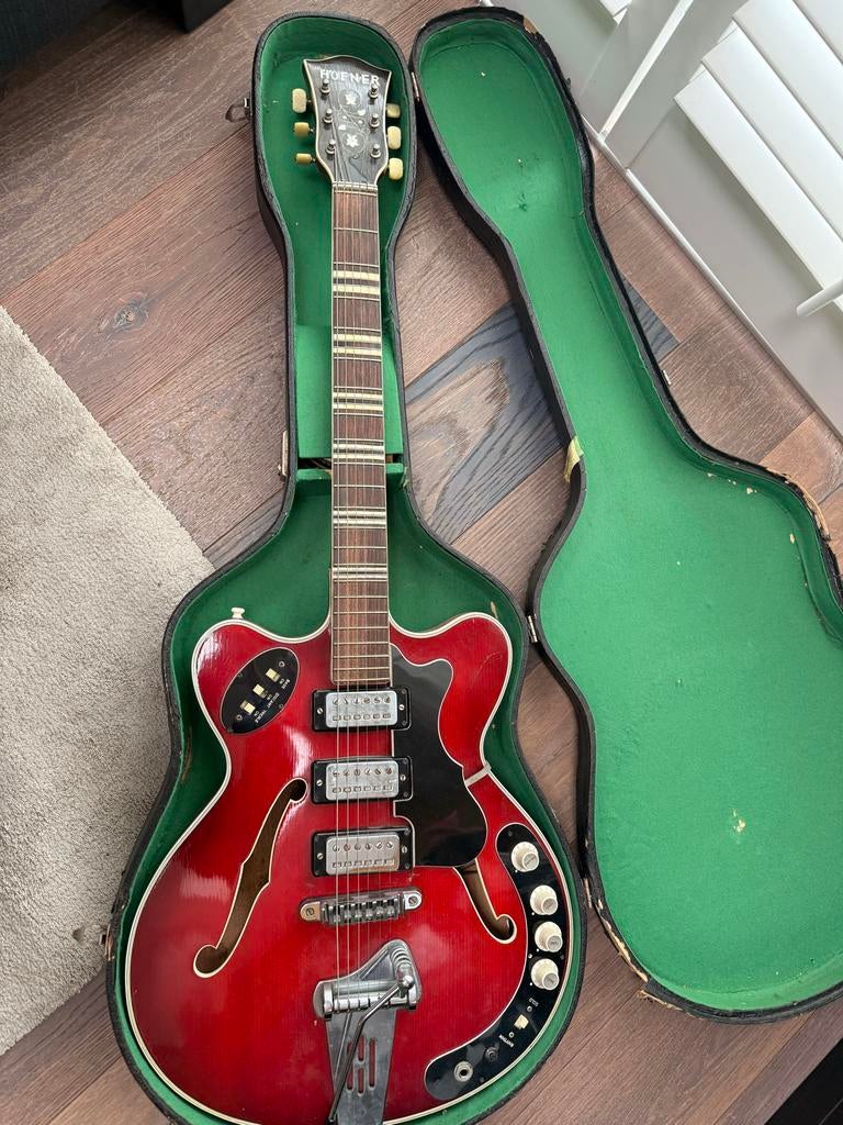 Vintage Hofner Semi-Hollow Body Elektrische Gitaar, Ophalen of Verzenden, Zo goed als nieuw, Semi-solid body, Overige merken