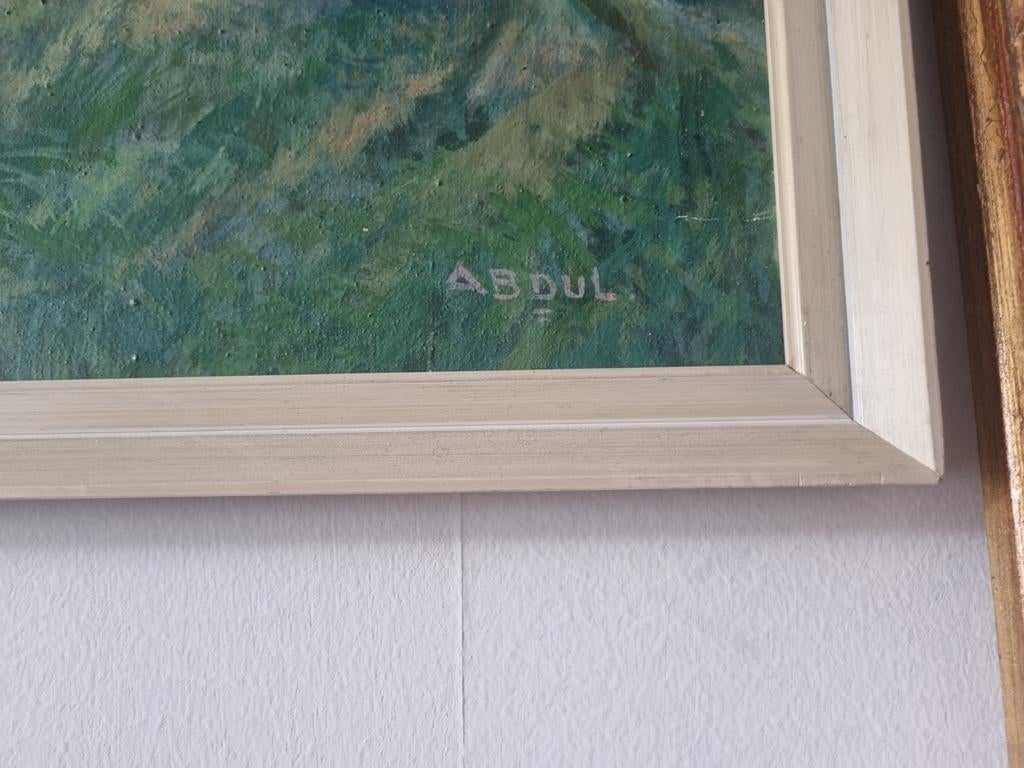 Indonesisch landschap schilderij op doek, gesigneerd Abdul, Ophalen of Verzenden