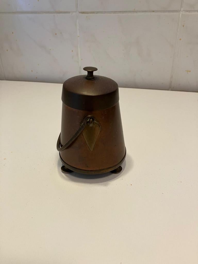 Antieke Koperen Pot met Deksel - Decoratief, Antiek en Kunst, Antiek | Koper en Brons, Ophalen, Koper