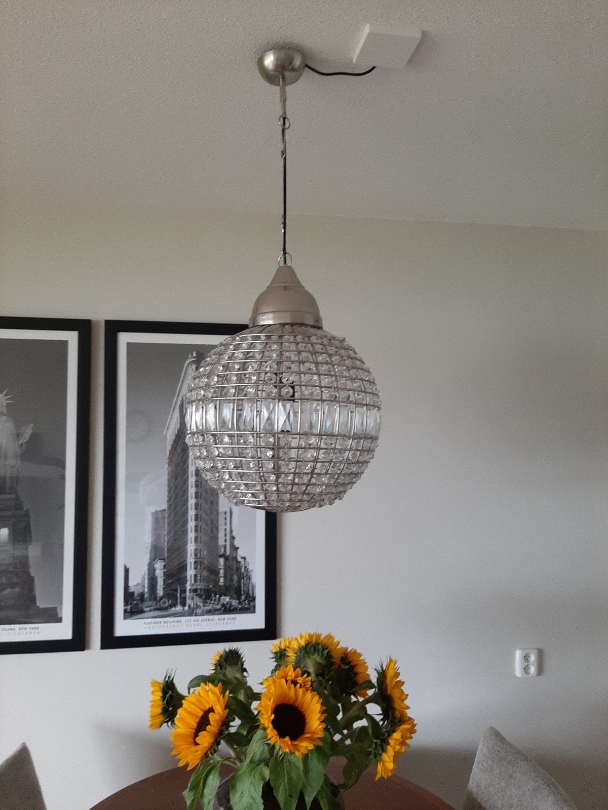 Luxe kristallen hanglamp - Ø 40cm, Huis en Inrichting, Lampen | Hanglampen, Ophalen, Zo goed als nieuw, Glas, Modern klassiek