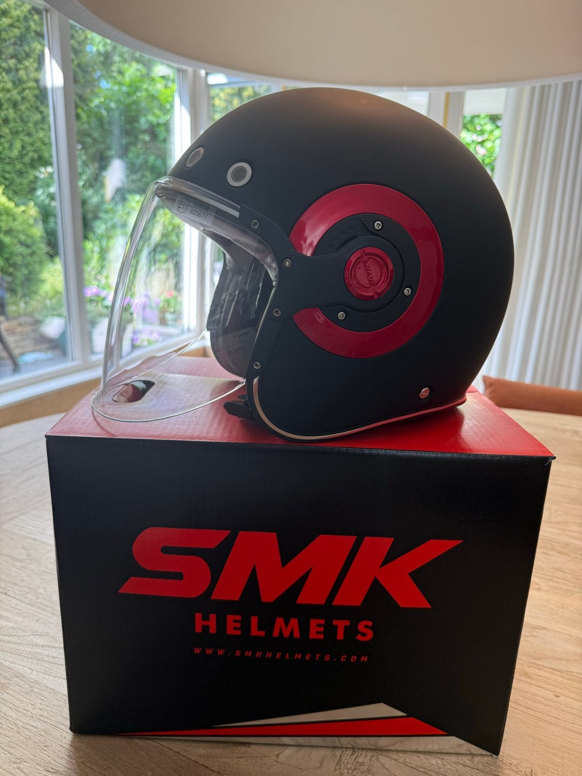 SMK Jethelm mat zwart met rood accent, Heren, Jethelm, Ophalen of Verzenden, L