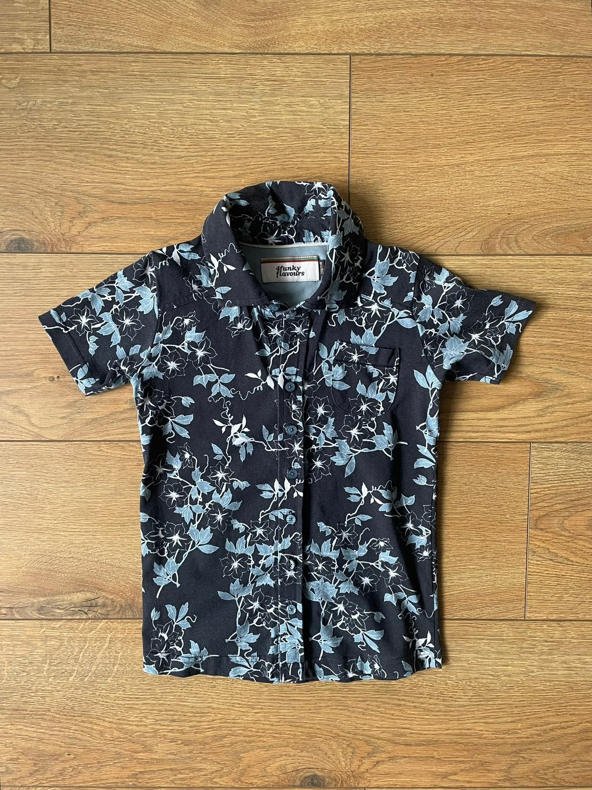 4 funky flavours leuk blauw shirt maat 110/116, Ophalen of Verzenden, Gebruikt, Jongen, Shirt of Longsleeve