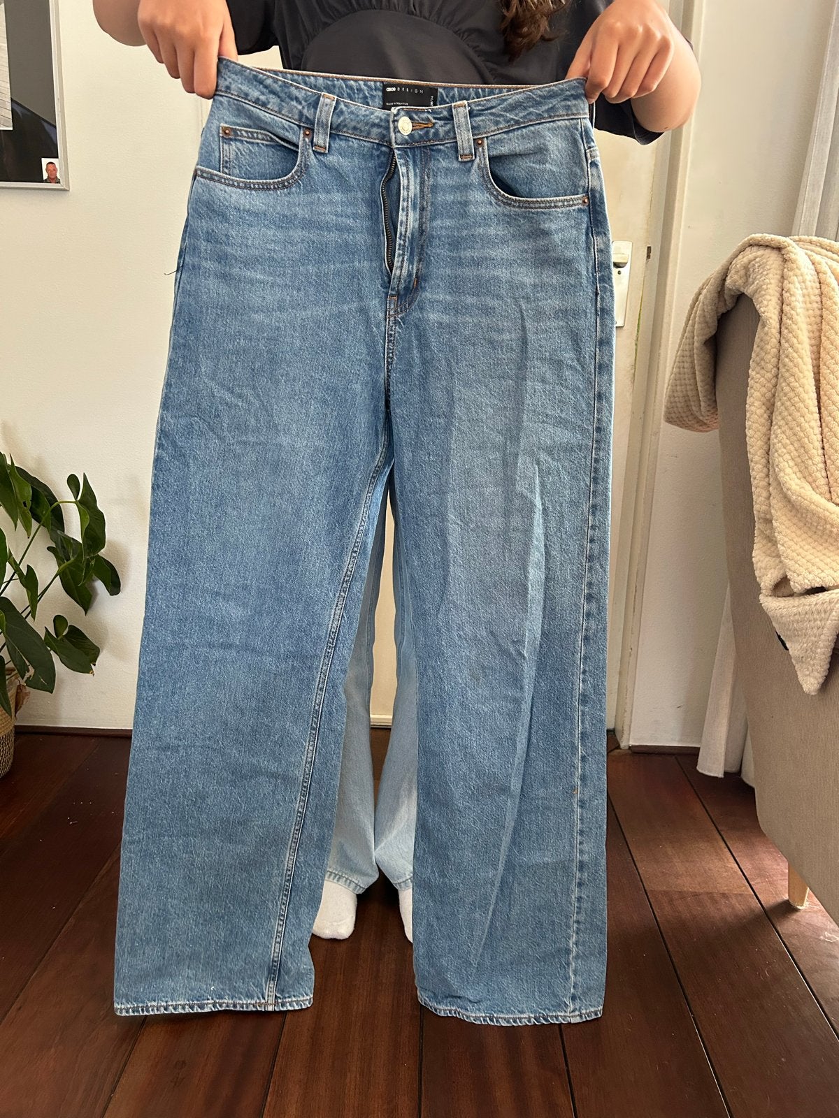 ASOS DESIGN wide leg jeans W28/L34, Ophalen of Verzenden, Zo goed als nieuw, Blauw, W28 - W29 (confectie 36)