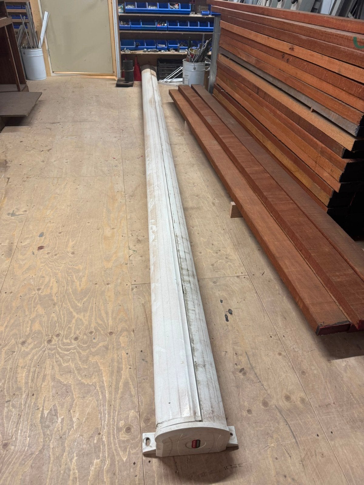 Zonnescherm electrisch en functionerend van 5 meter, Ophalen, Gebruikt, 450 cm of meer, Elektrisch