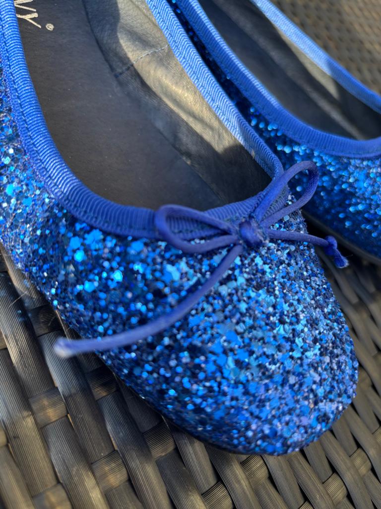 Chillany blauwe glitter ballerina's maat 38, Ophalen of Verzenden, Zo goed als nieuw, Blauw, Ballerina's